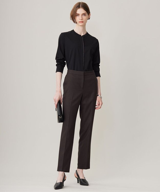 ICB 【洗える】コンパクトモクロディ バンドカラーカットソー［ボールチェーン］ ブラック系