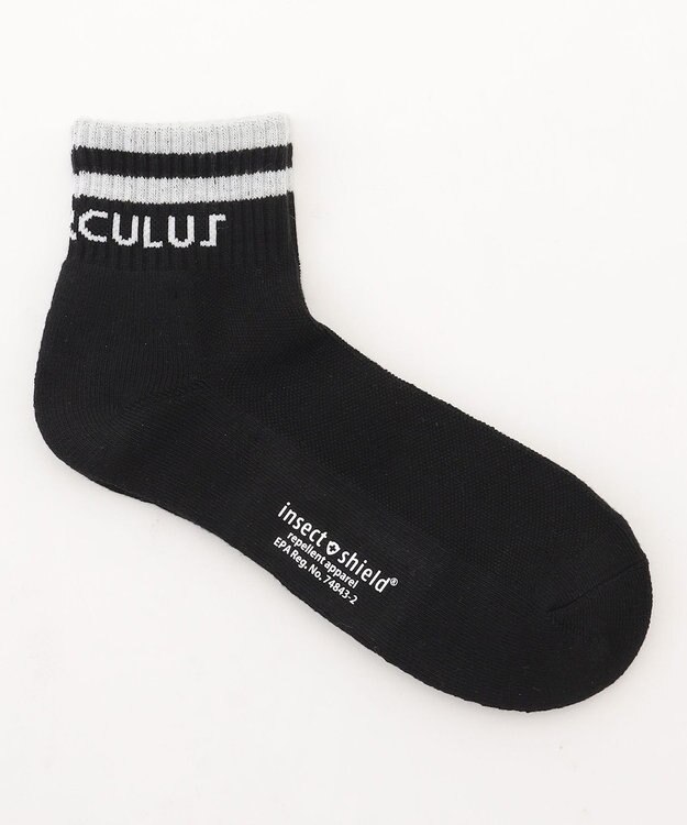 PW CIRCULUS 【虫よけ加工】【MEN】ラインソックス ショート丈  ゴルフ ブラック系