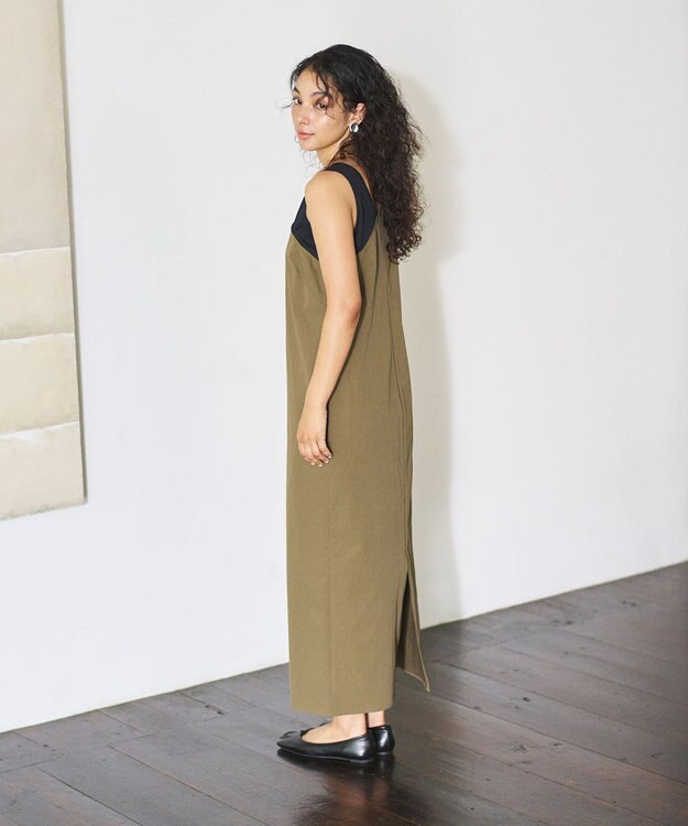 #Newans モダンバイカラーワンピース カーキ×ブラック