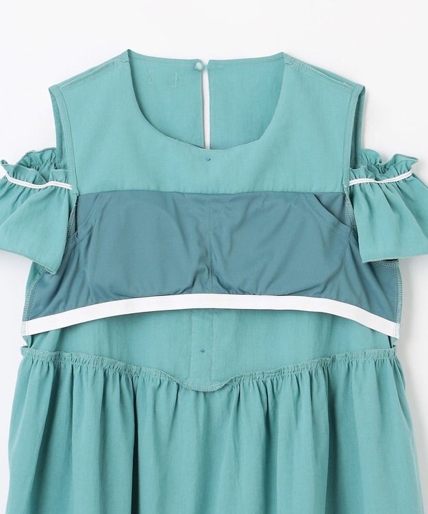 組曲 KIDS 【UVケア】【150-160㎝】バイカラー ワンピース ターコイズブルー