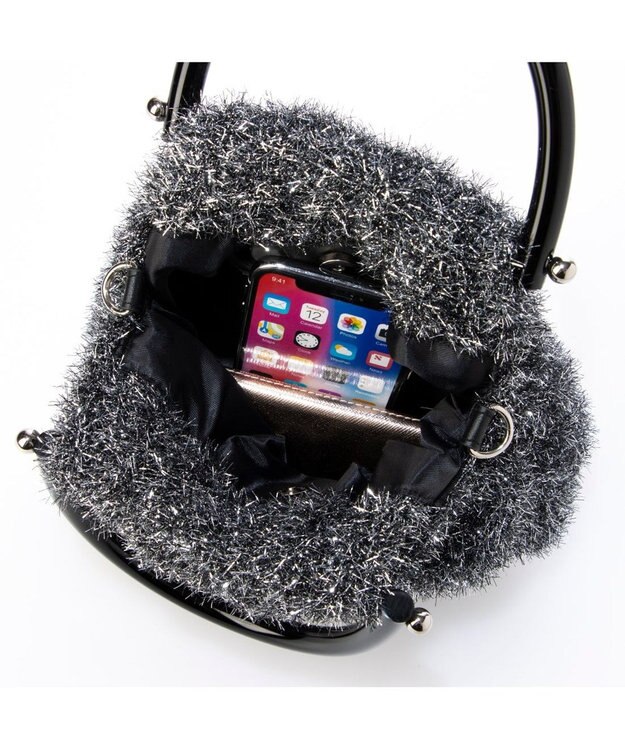 UNBILLION カシュカシュ cachecache / プラ手ハンドルキラキラミニ2wayバッグ ブラックミックス