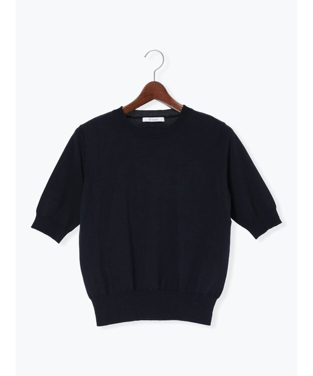 Te chichi 14G天竺ハーフスリーブニットプルオーバー ネイビー