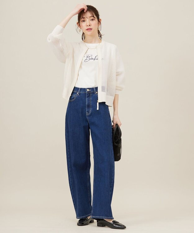 ANY SIS S 【洗える】メッシュニット ブルゾン オフ