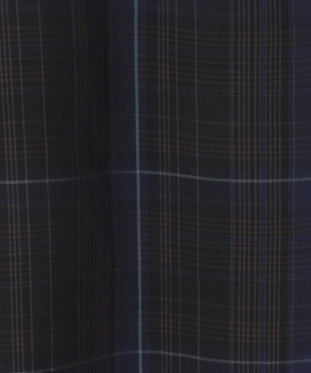 J.PRESS LADIES 【洗える】キュプラチェック フリルスタンドカラー ブラウス ネイビー系3