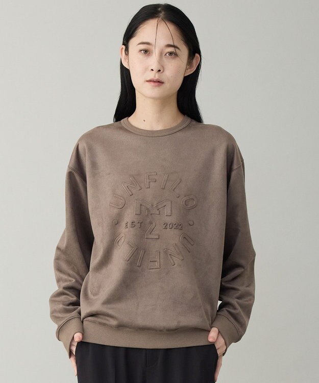 UNFILO MENS 【男女兼用】クリーンスエード エンボスロゴ クルー モカ