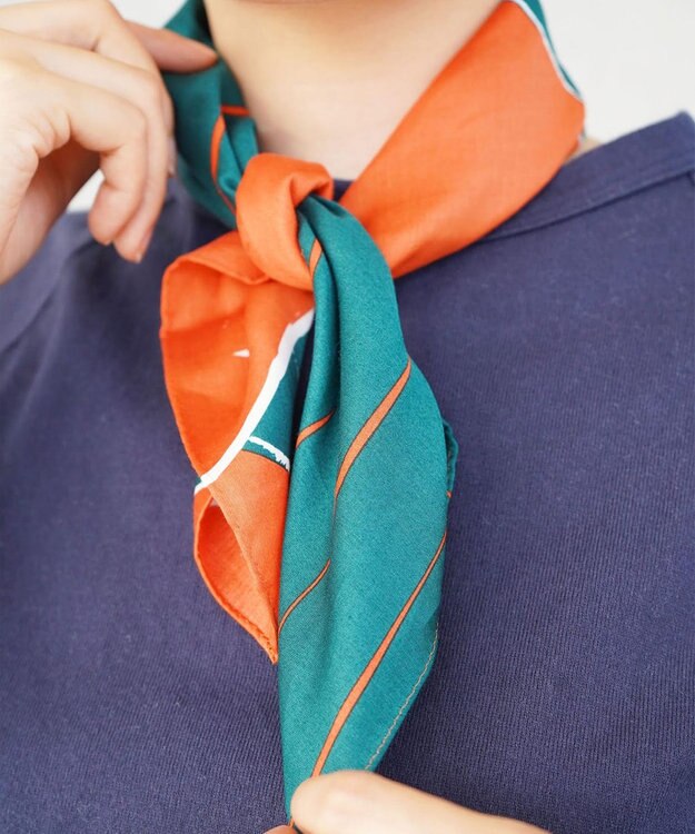 nitorito 【UNISEX】ギフトパッケージ&ステッカー付 白馬 ハンカチ スカーフ green x orange