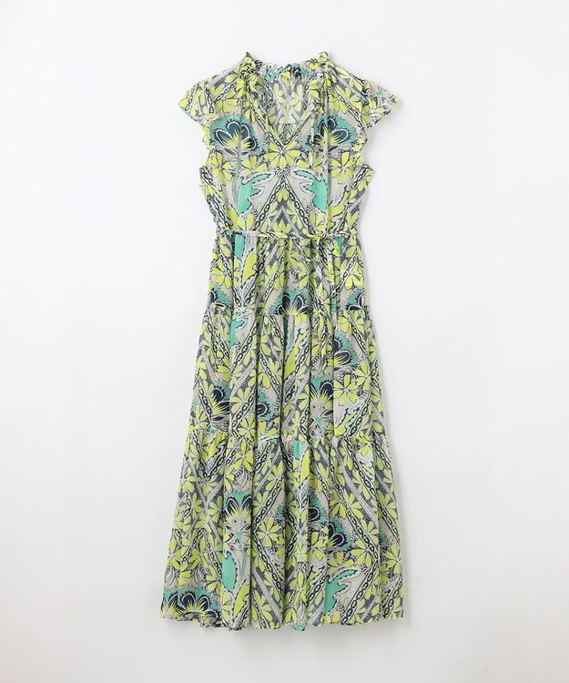 GRACE CONTINENTAL シフォンプリントティアードワンピース イエロー