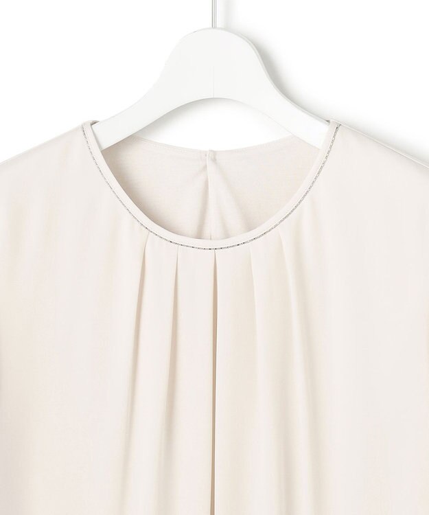 23区 S 【洗える】シルキーデシン ボールチェーン バルーン ブラウス ベージュ系