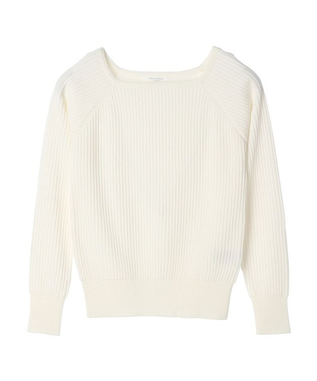 Green Parks 洗える　スクエアネックリブニットプルオーバー Off White