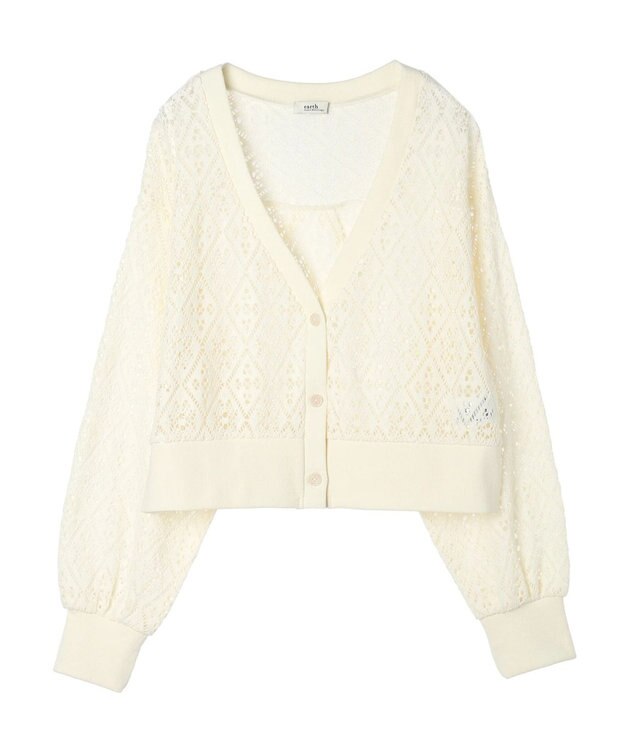earth music&ecology ラッセルレースカーディガン Ivory