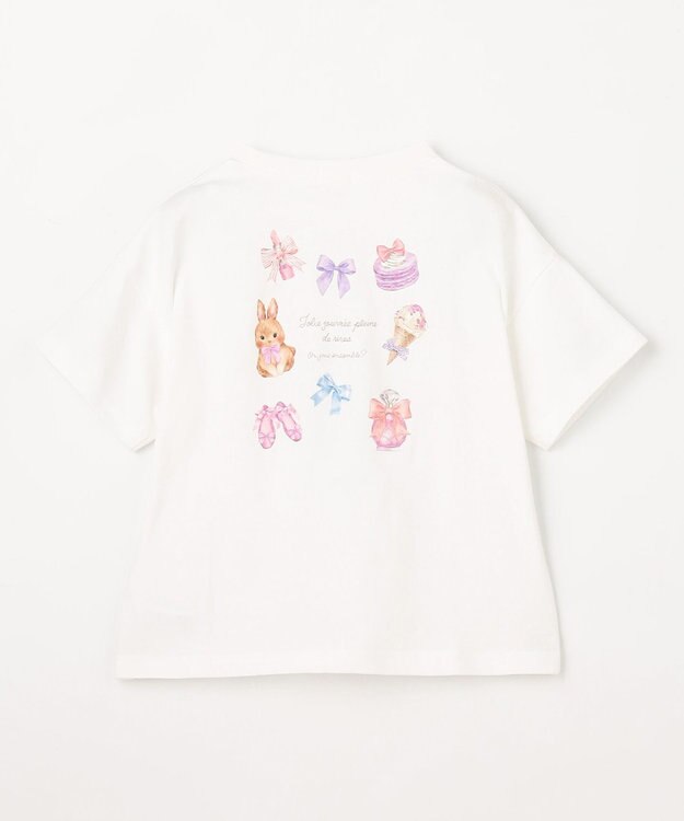 ANY KIDS 【綿100%】バックプリント オーバーサイズTシャツ オフホワイト×ウサギ