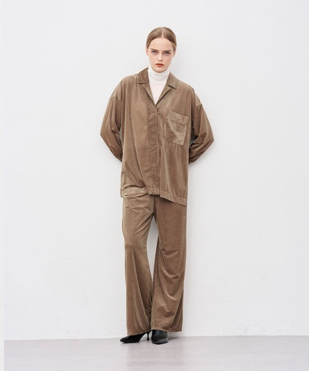 uncrave シアーベロアリブ ギャザーパンツ ブラウン