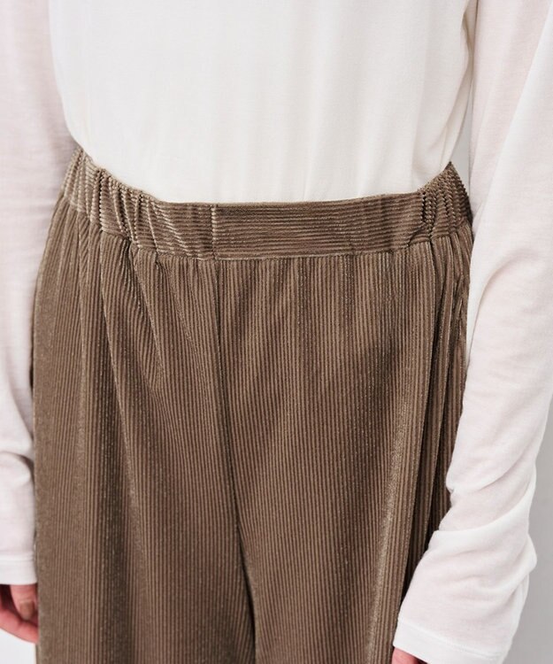 uncrave シアーベロアリブ ギャザーパンツ ブラウン