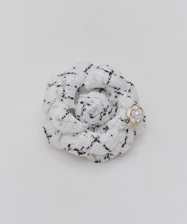 Tiaclasse フラワーツイードコサージュ ホワイト