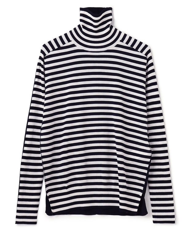 BEIGE， 【CLUEL 10月号掲載・S-size】LA MONNAIE / タートルニット Navy Off Border