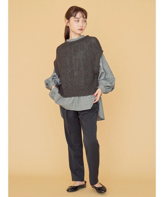 AMERICAN HOLIC ＳＥＴ　ボリュームスリーブシャツ＋ニットベスト Glen Check