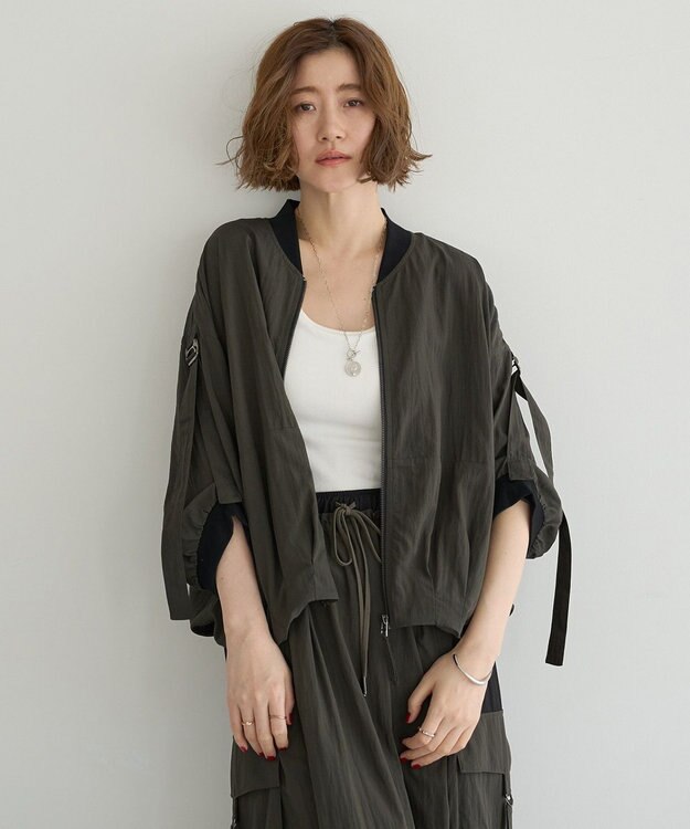 YECCA VECCA 【UVカット/接触冷感/遮熱】COOL5分袖MA-1 Charcoal Gray