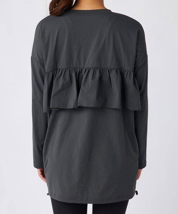 OP／FILA 【Ocean Pacific】バックフリルラッシュガード  レギンスセットウェア チャコールグレー