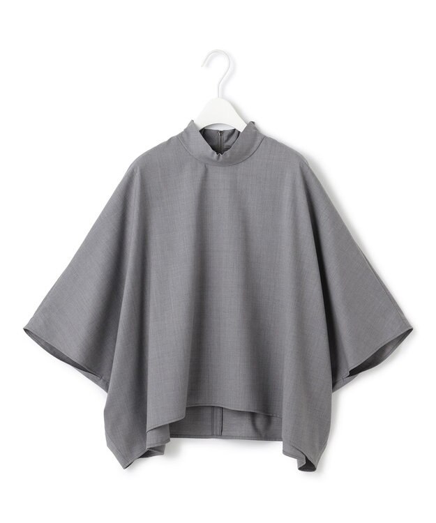 ICB 【洗える】Ｔ/Ｗブロード ハイネックブラウス ライトグレー系