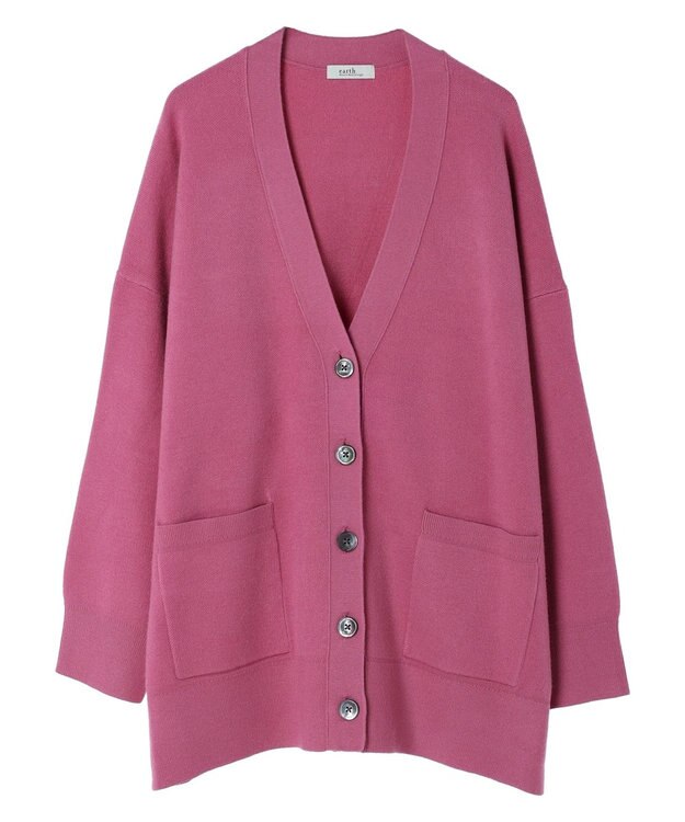 earth music&ecology やわらかタッチＶネックカーディガン Pink