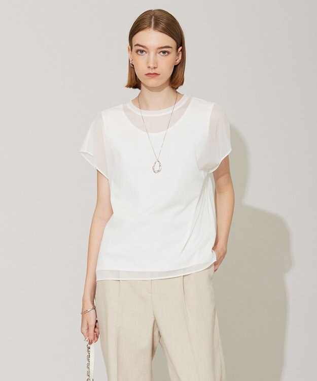 ICB L 【洗える】 シアージャージー カットソー オフホワイト系