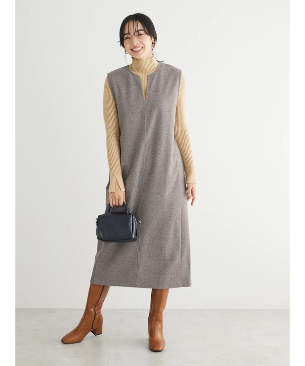 Green Parks ・Ｐｅｔｉｔ　Ｆｌｅｕｒ　ボトルネックリブニット Light Beige