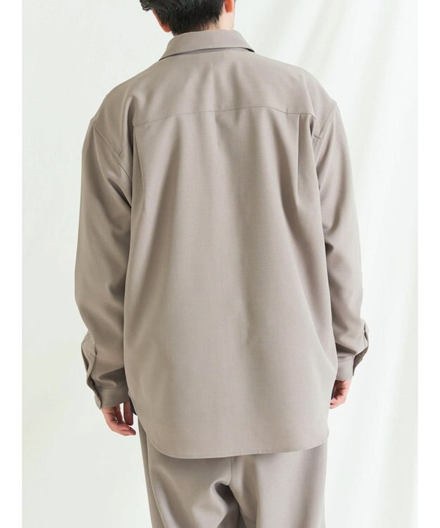 CRAFT STANDARD BOUTIQUE ポリエステルツイルポケッタブルシャツ Gray Beige