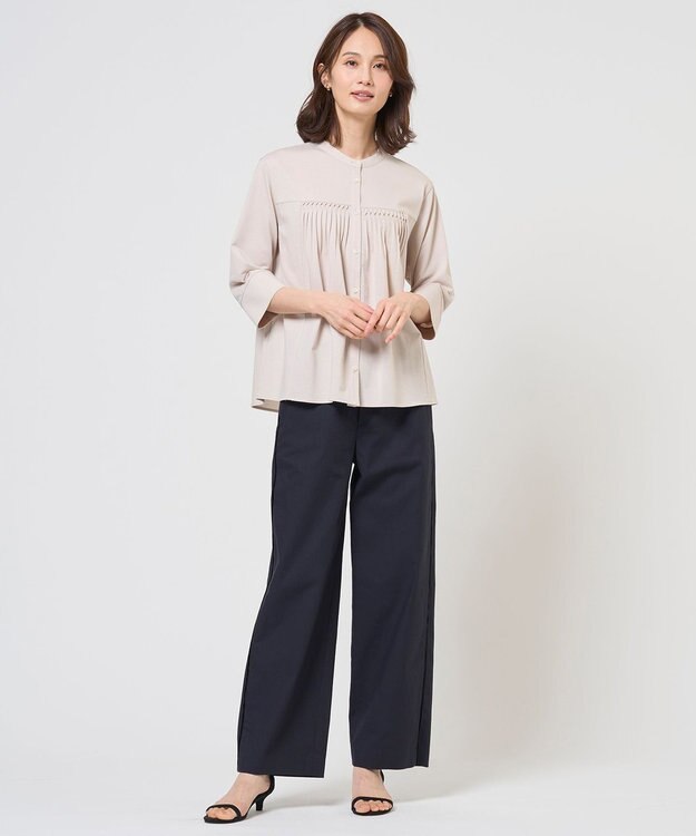 J.PRESS LADIES S TCリネン ドライツイル ストレート パンツ ネイビー系