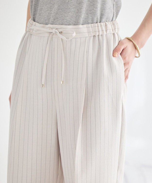 earth music&ecology 【セットアップ対応】リネンライクリラックスパンツ Stripe Ivory
