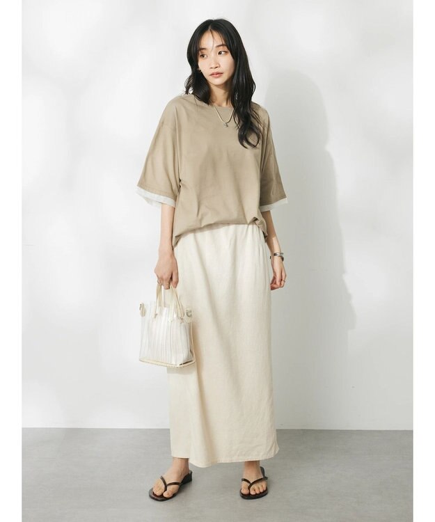 CRAFT STANDARD BOUTIQUE 【ＵＶカット】布帛切り替えプルオーバー Beige