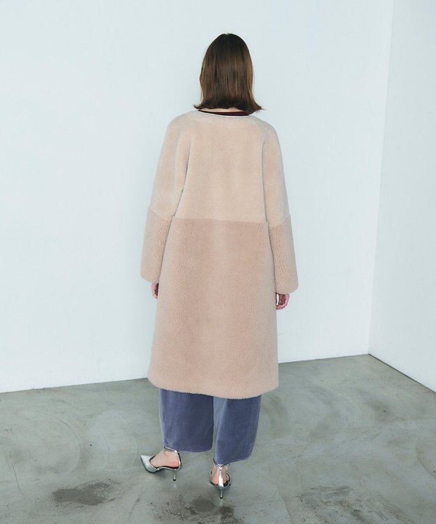 GRACE CONTINENTAL ノーカラーボアムートンコート ベージュ