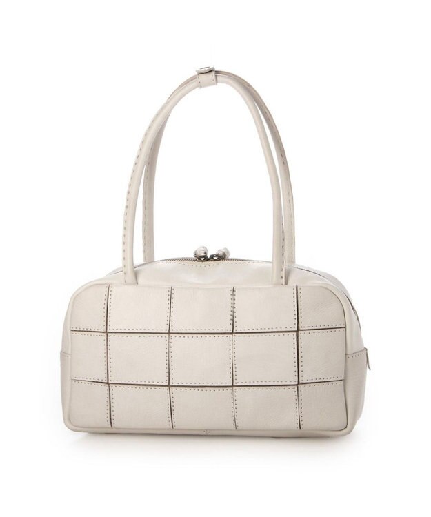 UNBILLION ピークスピーク PEAKS PEAK / 牛革パッチワーク横長ボストン アイボリー