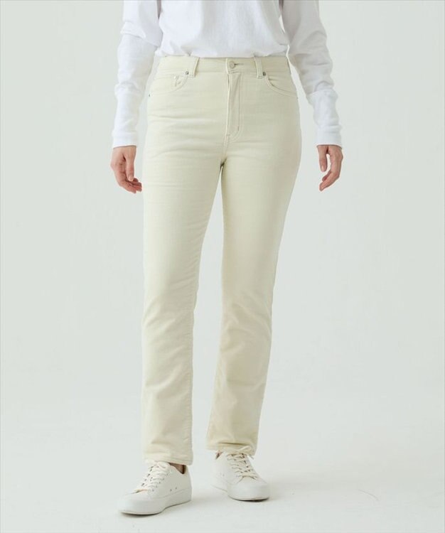 caqu スリムストレート 裏起毛コーデュロイパンツ ivory