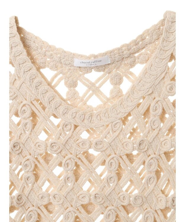 Green Parks かぎ針編みニットベスト Ivory