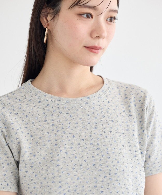 earth music&ecology アイレットミニ裏毛Tシャツ Gray Mixture