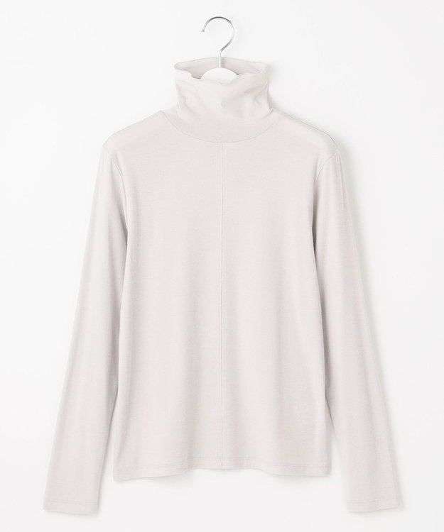 J.PRESS LADIES L タートルジャージー カットソー グレージュ系