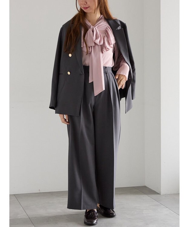 Te chichi ダブルブレストジャケット(セットアップ可)《2025Autumn catalog vol.2 item》 チャコールグレー