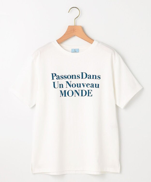 組曲 S 【綿100％】フロッキープリント Ｔシャツ アイボリー系