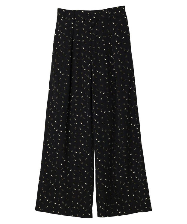 earth music&ecology 花柄ワイドパンツ Black