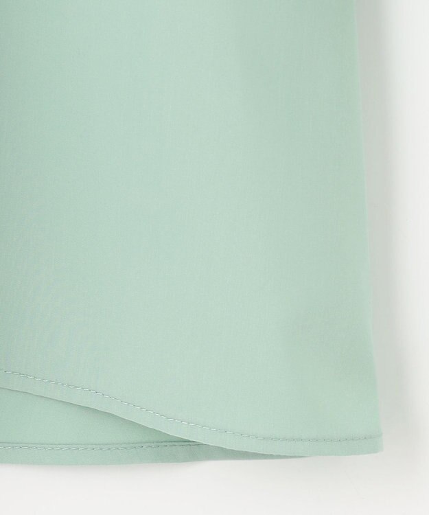 Feroux 【洗える】スタンドネックシャーリング ブラウス ライトグリーン系