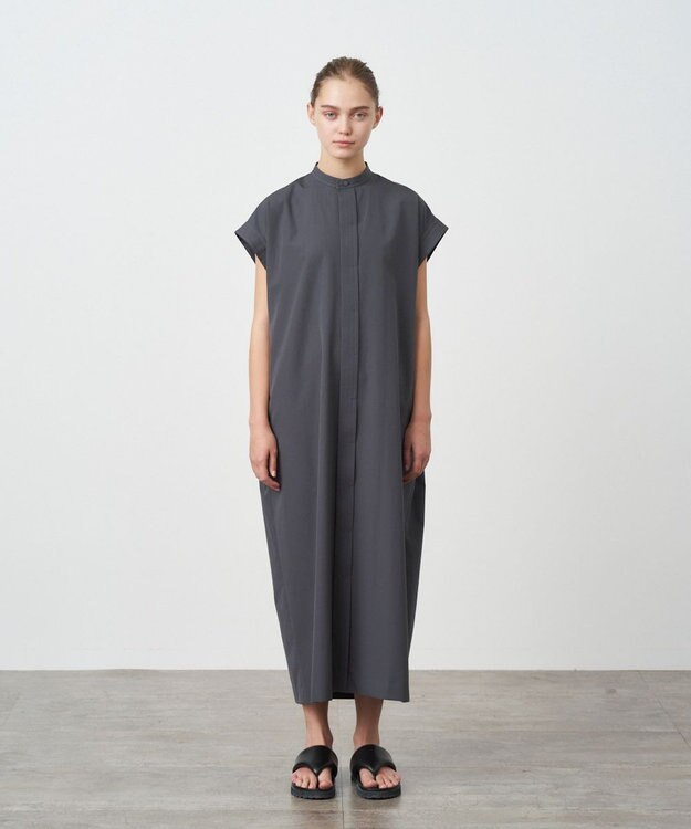 ATON AT COTTON CLOTH | バンドカラードレス CHARCOAL GRAY