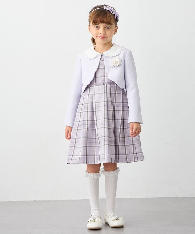 ANY KIDS 裾スカラップノーカラージャケット ラベンダー