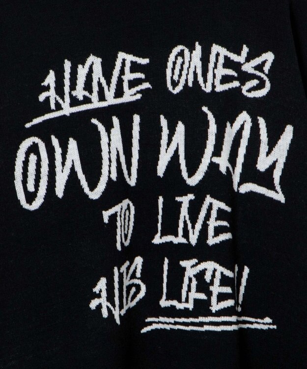 WEGO ハンドライティングジャガードニット ブラック