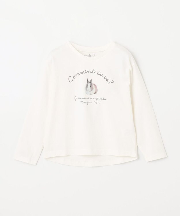 ANY KIDS アートモチーフ 長袖 Tシャツ オフホワイト×ウサギ