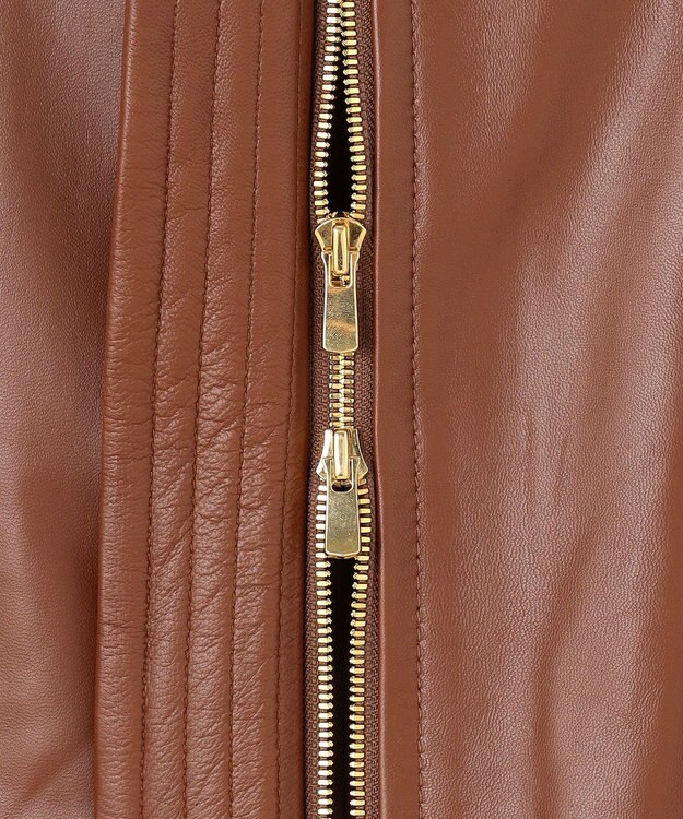 BEIGE， 【andGIRL 秋号掲載】CLYDE / ステッチデザインラムレザーブルゾン Brown