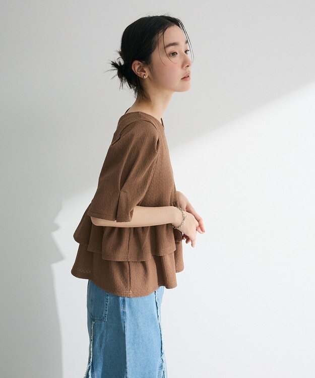 Green Parks ・ＰｅｔｉｔＦｌｅｕｒ　２ｗａｙダイヤ柄プルオーバ Brown