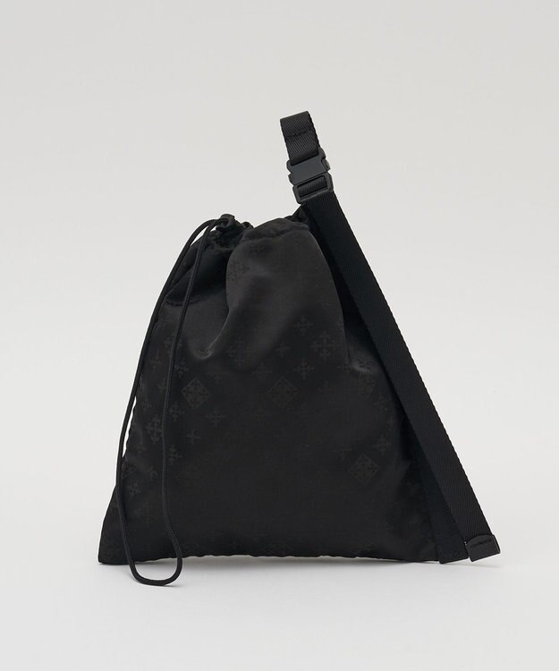 russet ナイロンジャガード巾着ポーチ L(Z-230) Trv-Black