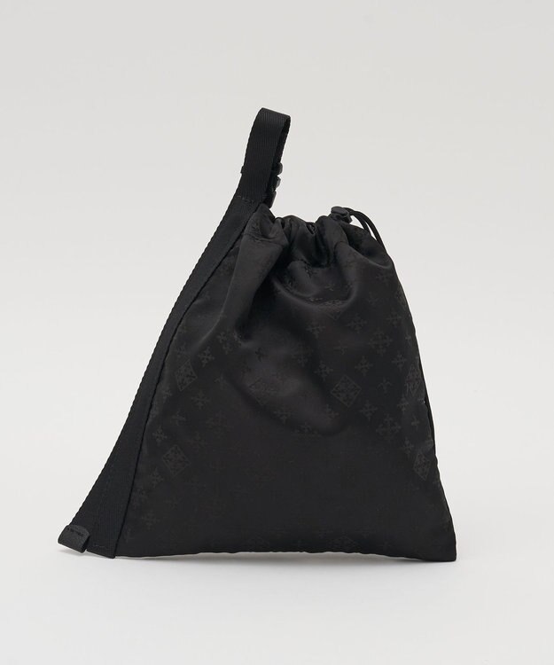 russet ナイロンジャガード巾着ポーチ L(Z-230) Trv-Black