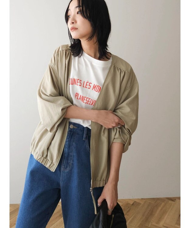 Green Parks イージーケア　Ｖネックブルゾン Khaki