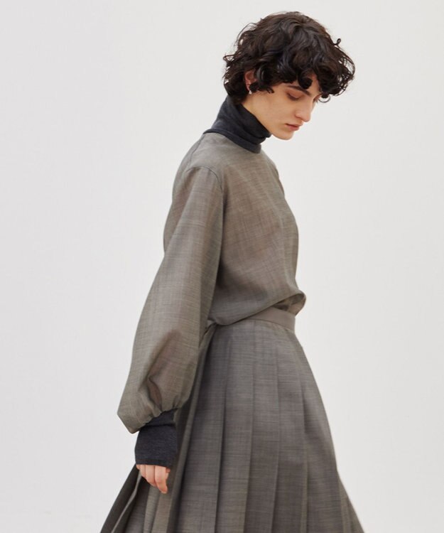 BEIGE， 【洗える】MOYE / ハイネックブラウス C Gray